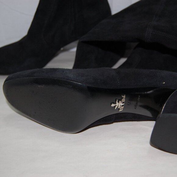 39/US9❤️ PRADA Stretch Suede Leather Over Knee High Heels Tall Boots ITALY OTK - Picture 13 of 15